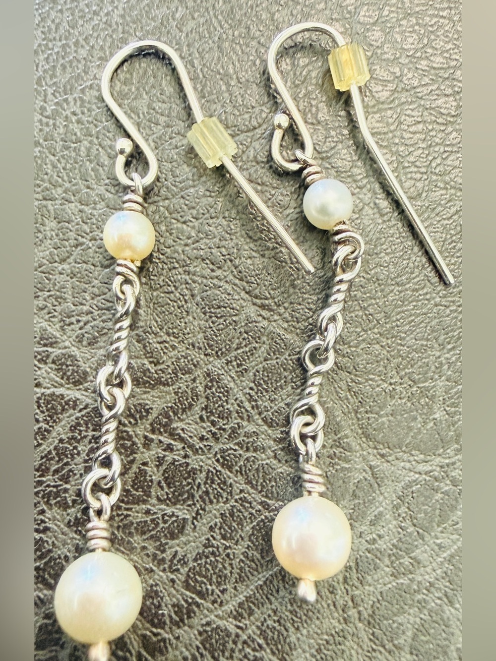 Retired James Avery Sterling Silver Pearl Drop Earrings - White Pearls